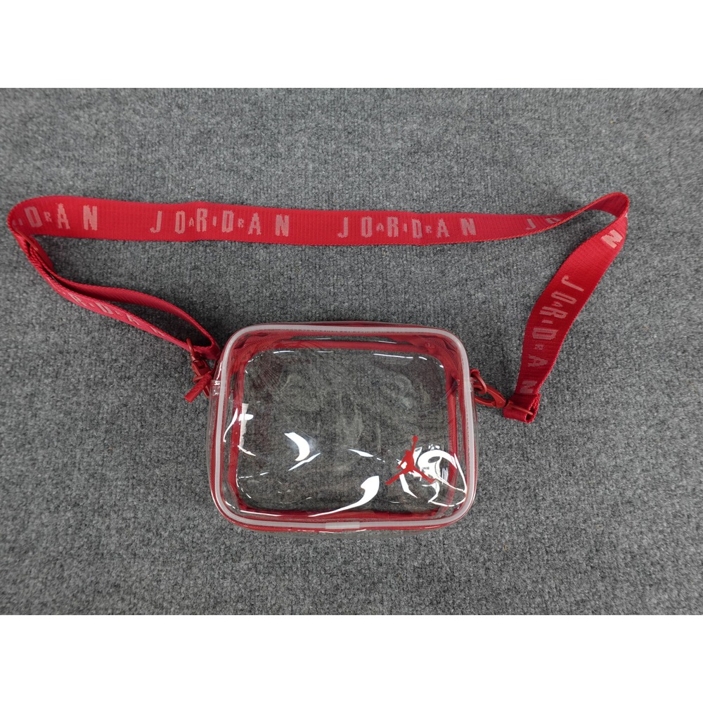 Jordan Crossbody Bag Unisex OS Clear Stadium Approved Jumpman PVC Red Strap
